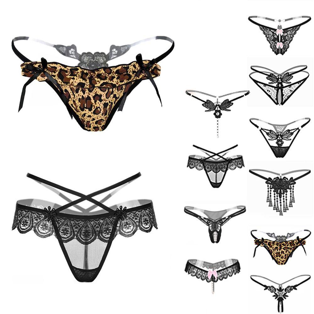 Hot Young Girls Massage Thong G-stings Lace Pearl Underwear Panties T-back Panties Lingerie