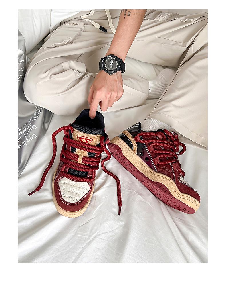 Sofa & Cat / Guochao Dreadlocks Wine Red Unisex Casual Low-Top Sneakers