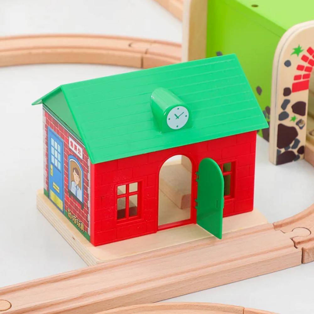 Wooden Train Track Scene Building Accessories Cave Tunnel Compatible with Thomas Tank Engine Track Toys Ages 3-6