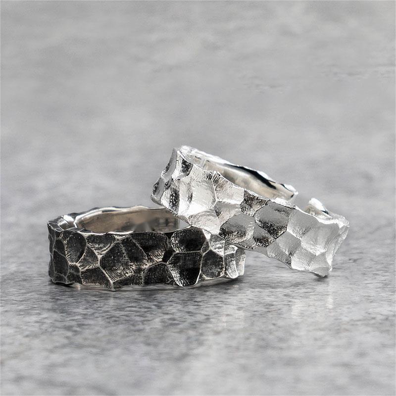 Vintage Stone Texture Couple Rings  Grain Men Woman Adjustable Rings Luxury Designer Jewelry Gift Female Offers Gift