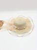Womens Summer Wide Brim Sun Hat With Wave Mesh And Bow For Beach Travel Sun Protection