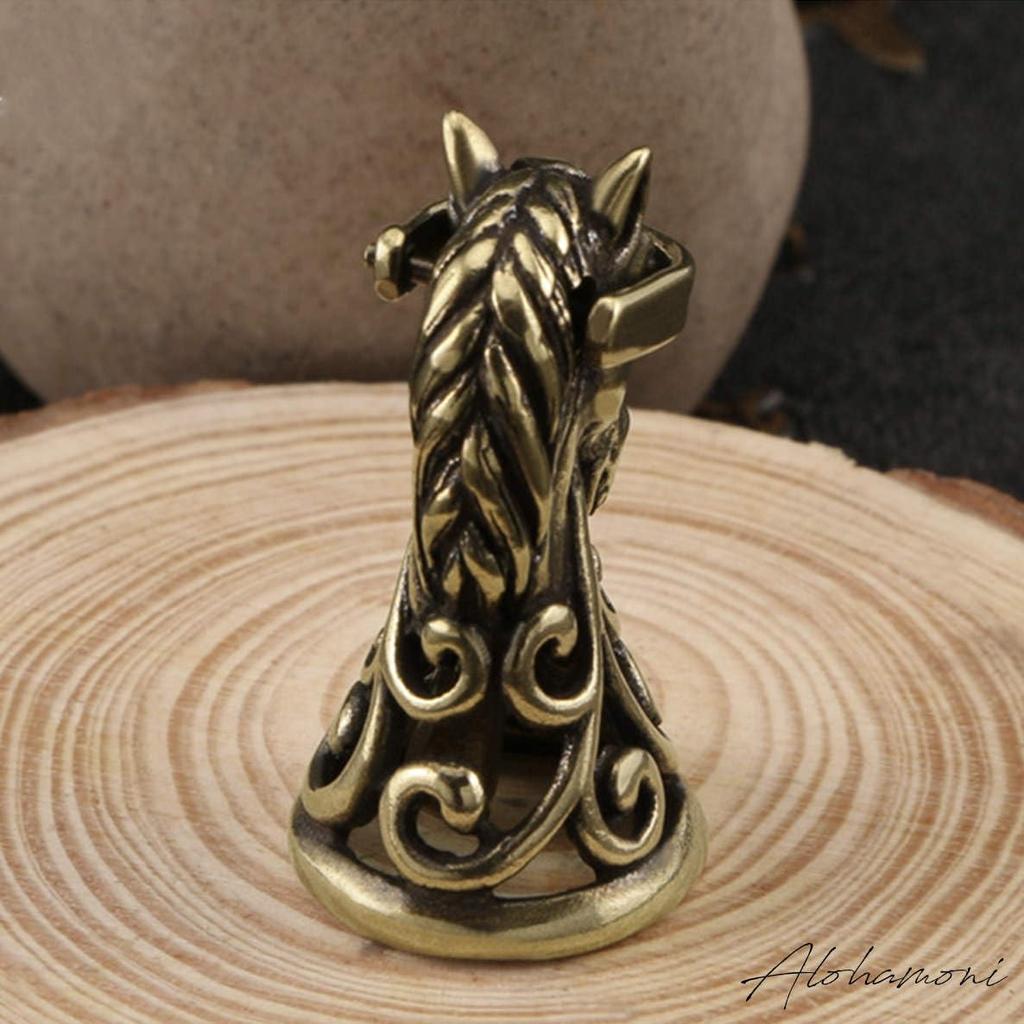 [ALOHAMONI] Brass Guardian Bell Vintage American Keychain Key Ring Zodiac