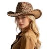 Novo chapéu fedora de aba larga para outono e inverno para homens e mulheres, chapéu de jazz de lã moda estilo britânico estampa de leopardo europeu e americano, vintage