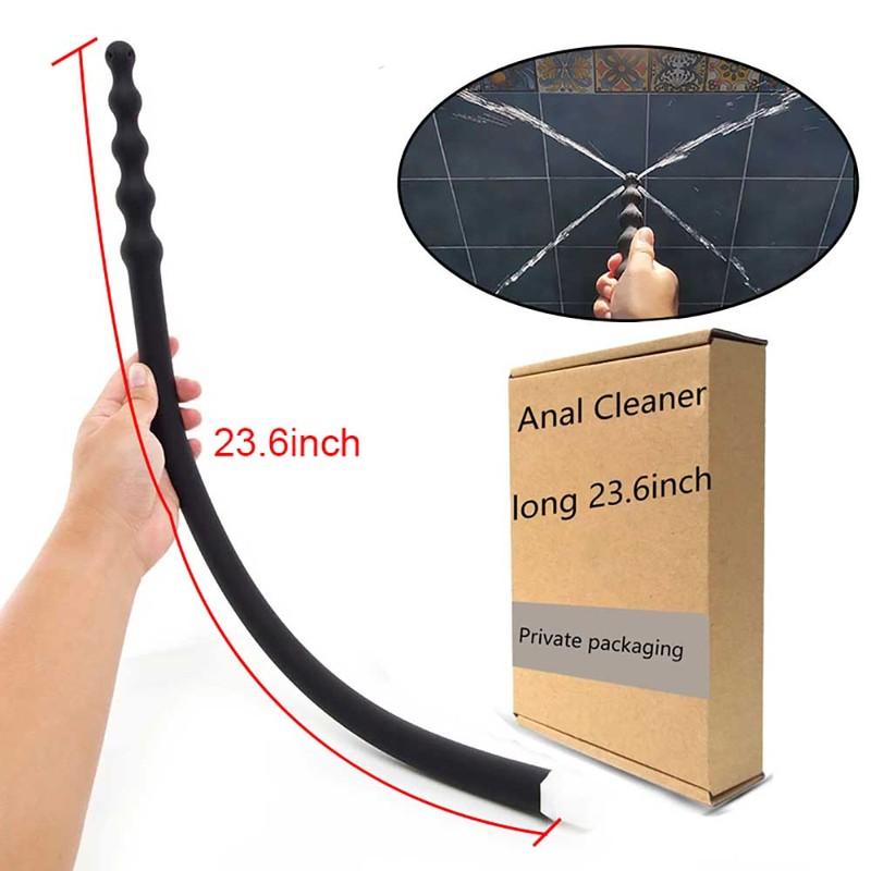 23.6 Inch Long Anal Cleaner Silicone Anal Plug Douche Vaginal Wash Body Shower Toys Enemator Colon Anal Beads Shower Cleaner