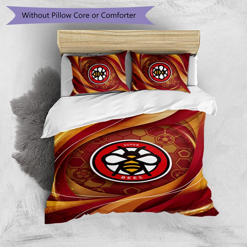 Brentford Football Bedrucktes 3-teiliges Bettwäscheset, Bequemes hautfreundliches Schlafzimmer-Bettbezug-Set