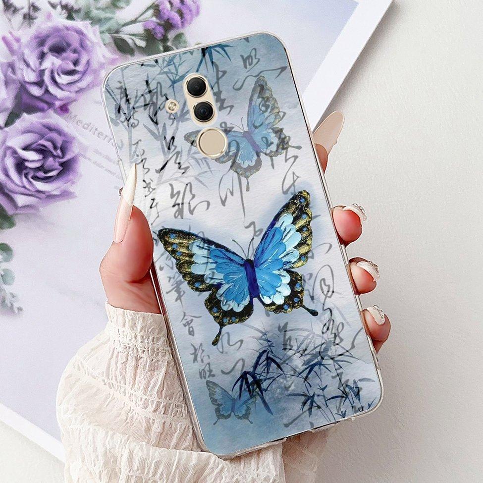 Clear For Huawei Mate 20Lite SNE-LX3 INE-LX2 Back Cover For Huawei Mate 20 Lite Case Cute Cartoon Cat Luxury Flowers Funny Funda