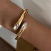 Ingemark 3 Styles Hip Hop Geometric Snake Shaped Open Bangles Women Trendy Smooth Gold Color Wide Spring Bracelets Men Jewelry