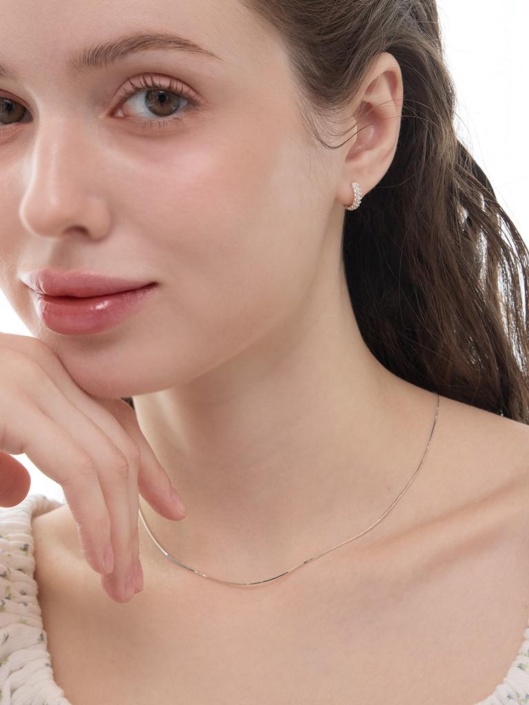 Lucore Silver 925 Two-Line Cubic One-Touch Ring Earrings