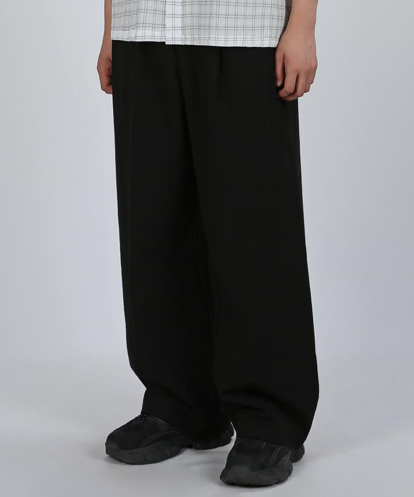 VERYVAIN Linen Tex Wide Banding Pants (Black)