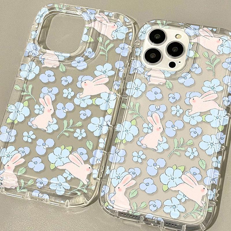Broken flower rabbit for iPhone17promax mobile phone case Apple 14 fresh 12/13 new 16 airbag 15