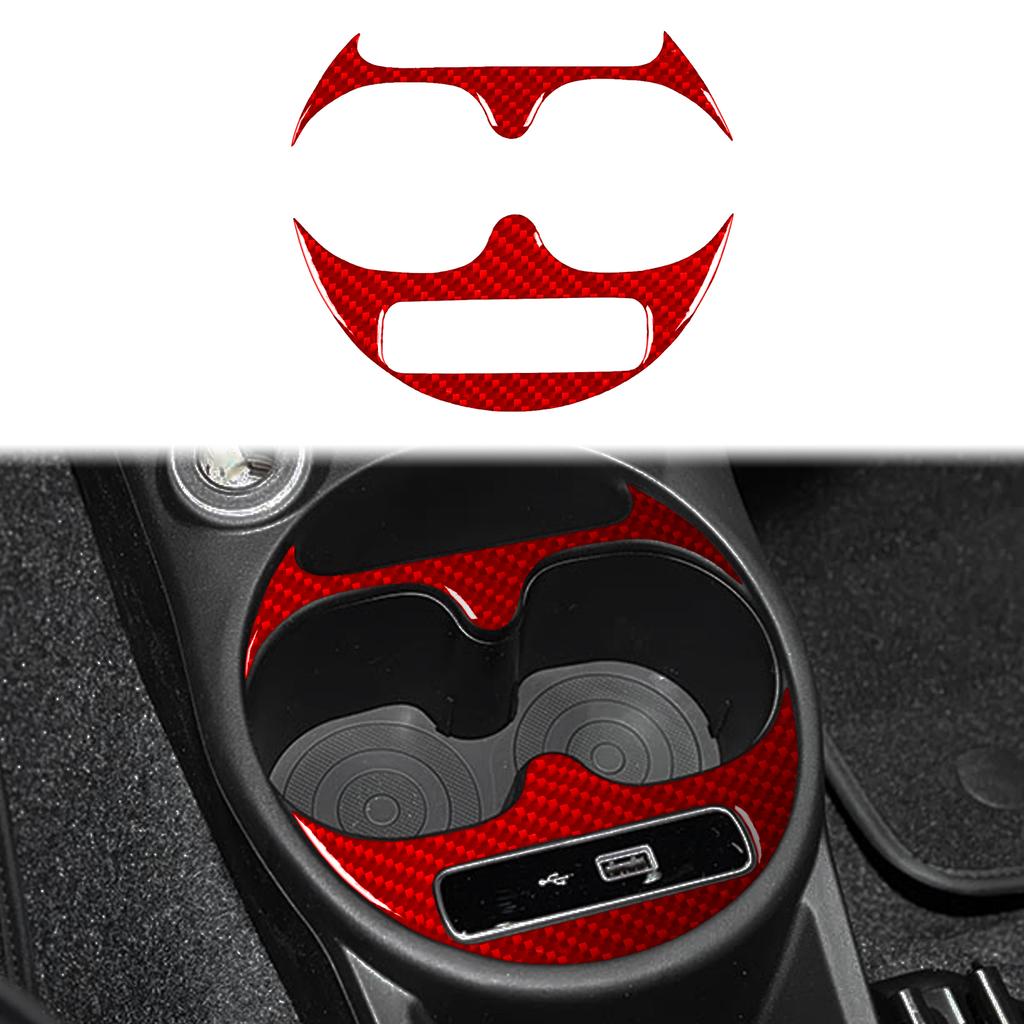 Real Soft Carbon Fiber Cup Holder Frame Sticker For Fiat 500/Abarth 595/695 2016 2017 2018 2019 2020 2025 2025 2025 2025 LHD RHD