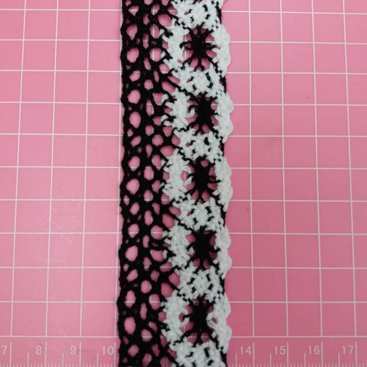 

Cotton Lace Hollow Flower Edging Handmade Diy Cotton Thread Accessories Fabric Hemming Cloth Strip Doll And Other Decoration Black and white