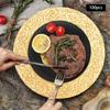 100-Piece Decorative Golden Dessert Plates Set, Elegant Floral Edge Design, Round Appetizer Plates 12.99In Diameter for Catering