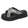 Internet celebrity platform slippers women's 2024 new summer fashion versatile wear wedge heel sponge cake beach cool slippers