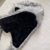 Plush Cats Ear Hat with Faux Furs Look Earflaps, Long Coverage Thick Warm Hat for Cold Weather Daily Outfit Styling, Outdoor Activity