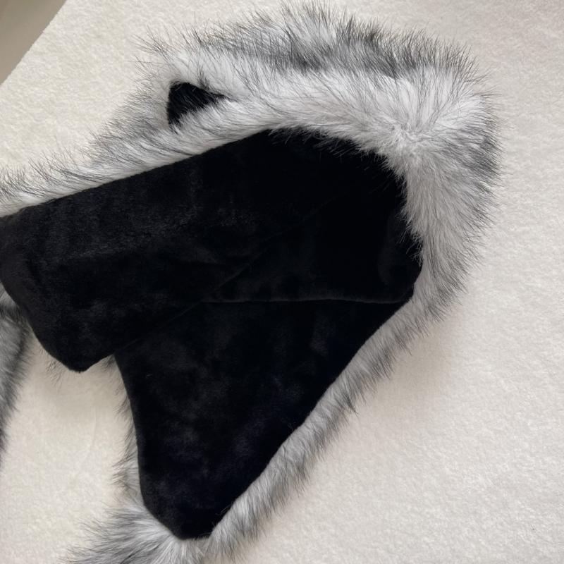 Plush Cats Ear Hat with Faux Furs Look Earflaps, Long Coverage Thick Warm Hat for Cold Weather Daily Outfit Styling, Outdoor Activity