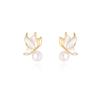 Freshwater Pearl Earrings Butterfly Enamel Design Gold Tone Hypoallergenic Elegant Fashion Jewelry Delicate Ear Studs for Women
