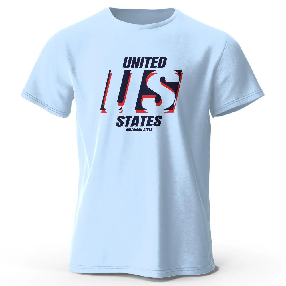 The US Logo Printed Unisexs Tshirt Fashion Cotton Tops Tees for Unisex Unisex Summer Casual Wear