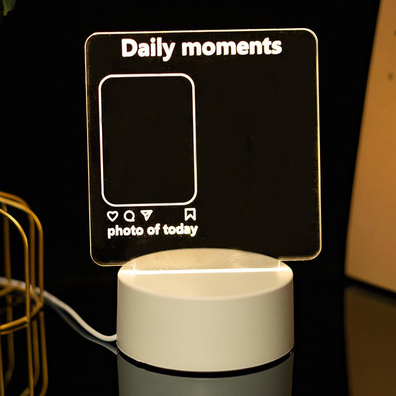 3D Acrylic LED Handwriting Tablet Night Light with Erasable Glow Message Board