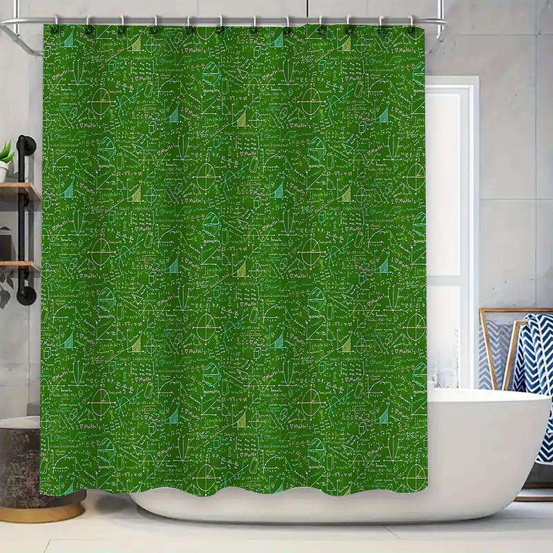 Geometric Pattern Shower Curtain Modern Abstract Math Science Decor Bathroom Fabric Waterproof Washable 90x180cm