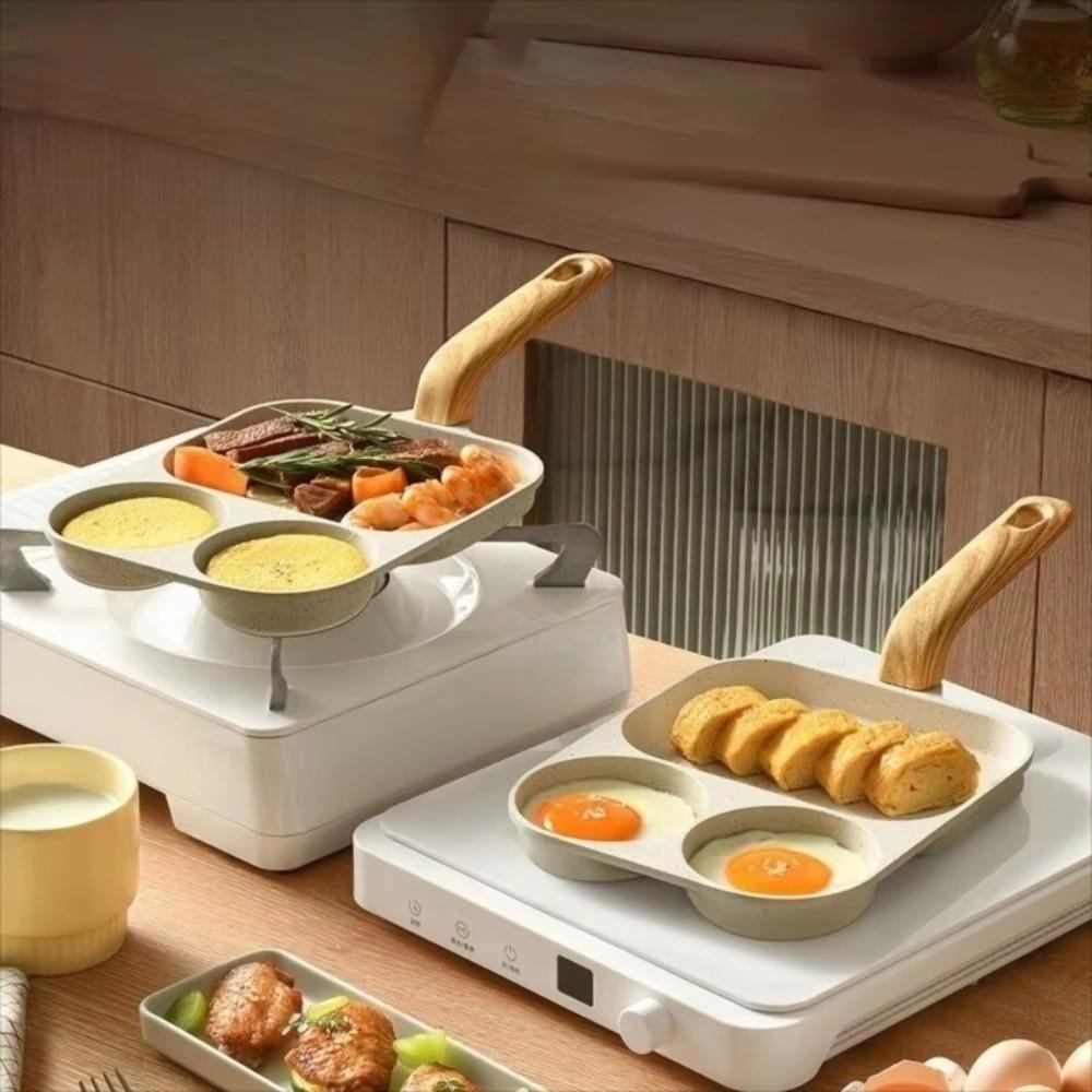 Multi-Section Breakfast Frying Pan 3 In1 Cookware Steak Pot Egg Frying Pan  Breakfast Preparation