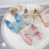 Girls' Single Shoes Elsa Princess Shoes New Spring and Autumn Style Baby Girls' Crystal Shoes Small Leather Shoes Children's High Heels