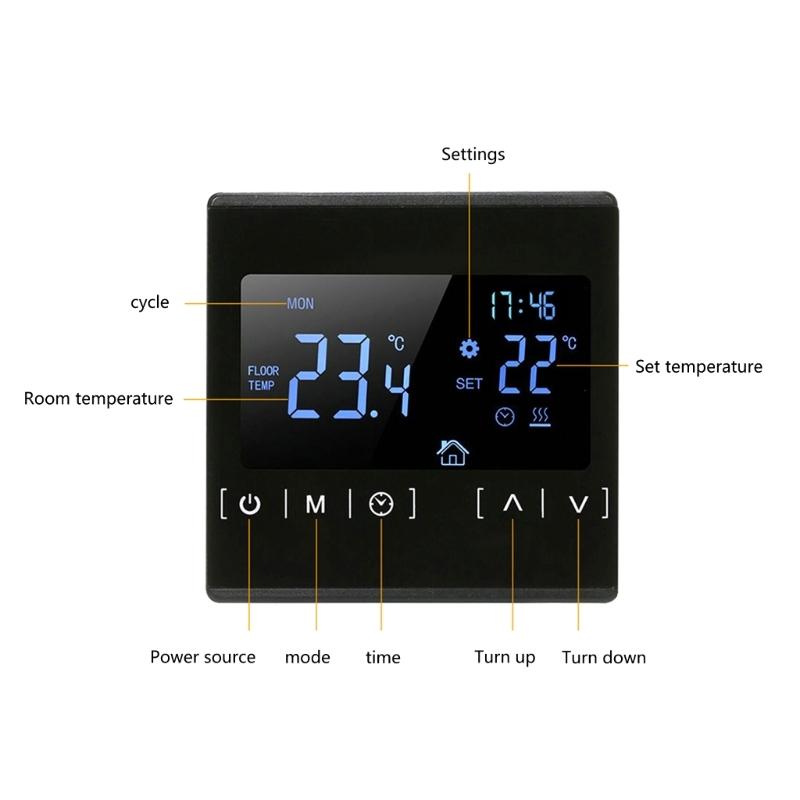 Intelligent WiFi Thermostat Programmable Room Controller for Underfloor Heating and Gas Boiler with Touch Display Screen