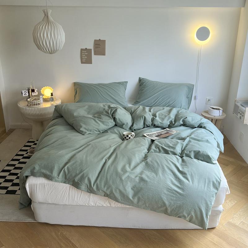 Ins Solid Color Washed Cotton Quilt Cover Single and Double Four Seasons Pure Cotton Quilt Cover