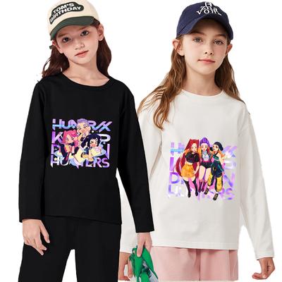 Magliette a maniche lunghe K-Pop Demon Hunters Girls Magliette casual per bambini con stampe di cartoni animati kawaii Abbigliamento autunnale per bambini