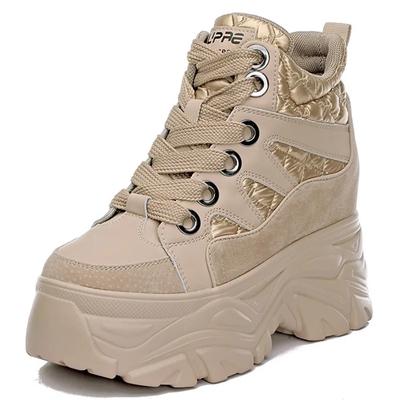 8cm Full Cow Genuine Leather Women Ankle Boots Platform Shoes Wedge Sports Casual Shoes Fashion Boots Motorcycle Booties