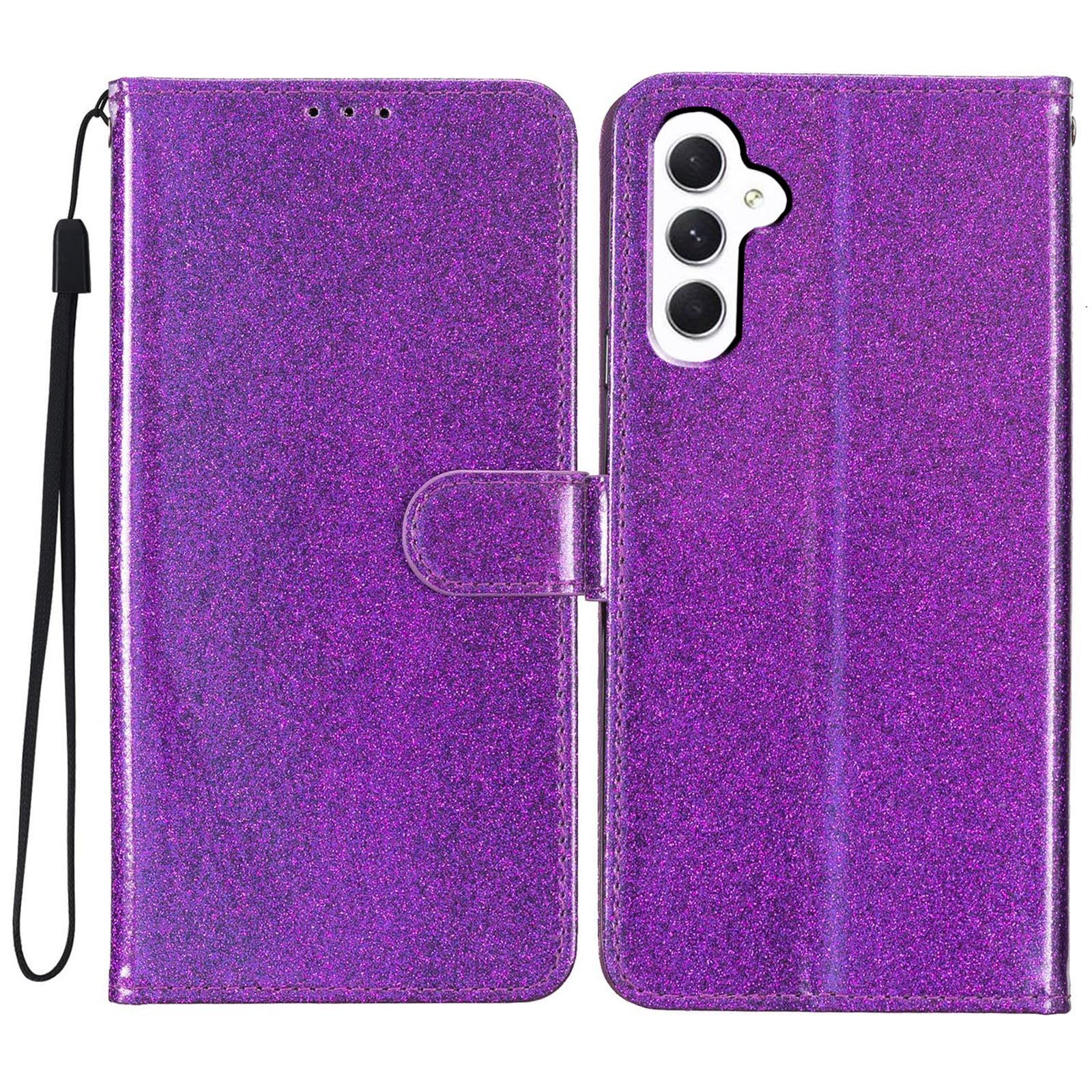 

For Samsung Galaxy A36 5G Wallet Case Glitter Anti-Scratch Leather Phone Cover Stand Purple