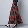 Saia feminina cintura alta bainha grande a linha colorblock solto tornozelo comprimento bolsos macios retro plissado elegante festa comute senhora maxi saia