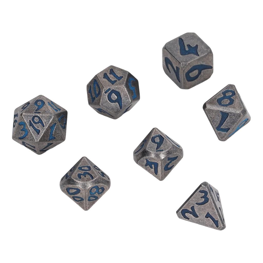 7 Stück Polyedrische Würfel Feiertagsparty Tabletop-Rollenspiel Leuchtende Metallwürfel für Männer Frauen