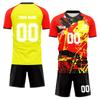 Men's Short Sleeve Two-Piece Soccer Jersey Set Lightweight Breathable Fabric Athletic Sportswear with Graphic Print and Solid Back Design