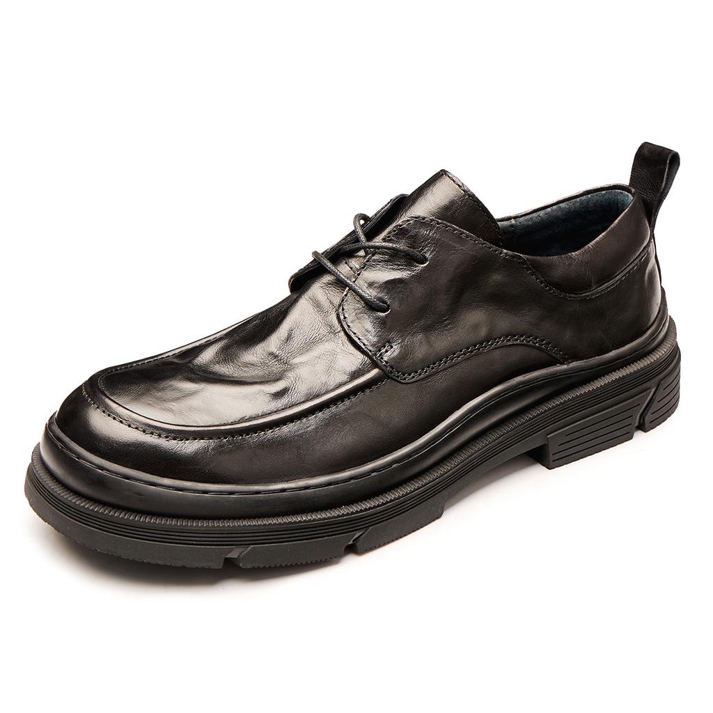 Leather Lace-Up Casual Leather Shoes Men'S Fashion Thick British Style Bottom Business Large Size Men'S Shoes Soft Sole Breathable Shoes Men