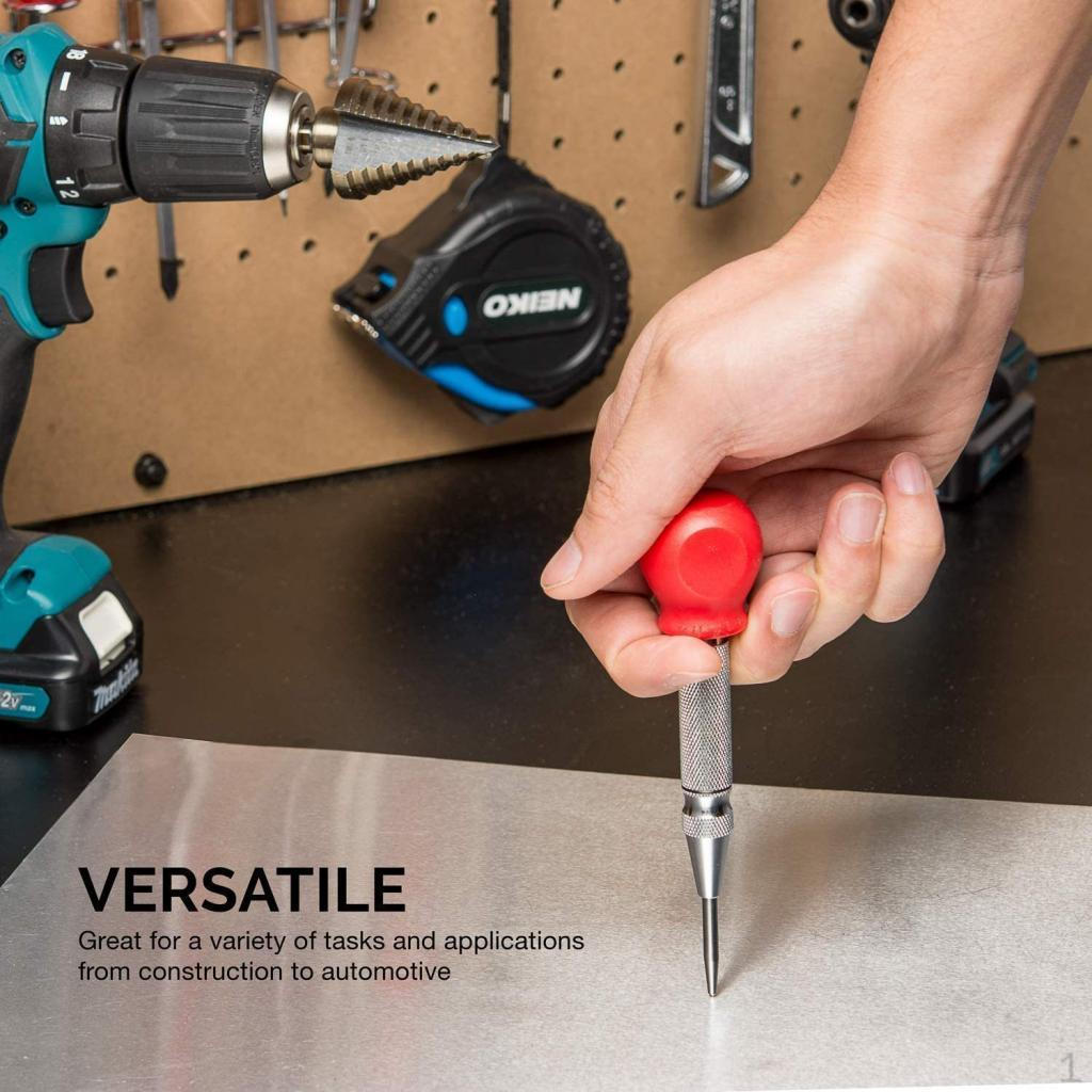 3 Pieces Automatic Center Punch Set Premium with Steel Tip Lightweight Spring Loaded 5