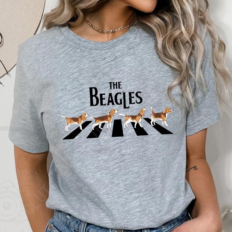 Women Classic T-Shirts Tops Fashion Casual Short Sleeve Round Neck Tees Shirt The Beagles Crazy Beagle Dog Female Clothing