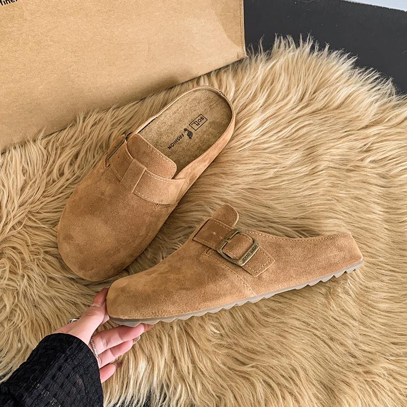 Petite Women's Vintage Half Slippers With Thick Sole And Rubber Outsole Spring Autumn New Arrival Bohemian Style Flat Form Sanda