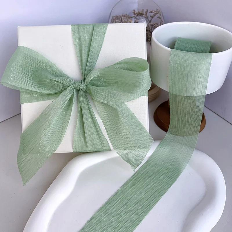 Silver Sparkling Yarn Ribbon Chiffon Wedding Wrinkle Mesh Accessories Bright Silk Wrinkle Gift Box Flower Bundle Packaging
