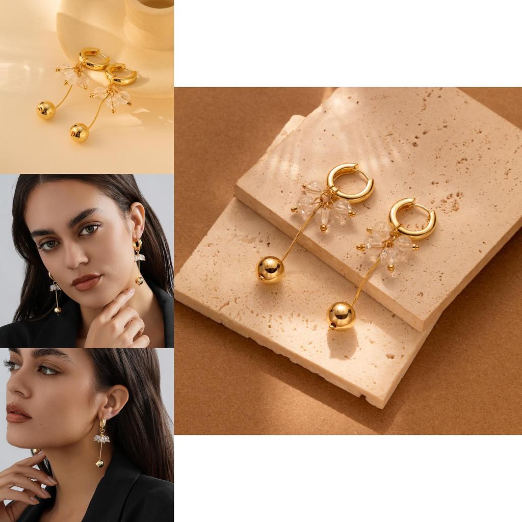 Modern Long Gold Chain Earrings For Women Featuring Geometric Alloy Design
