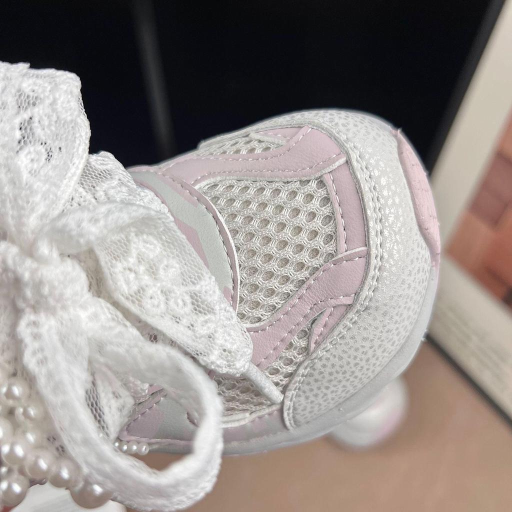 Girls' Lightweight Rhinestone Bow Sneakers - 2026 Spring/Autumn Fashion Sports Shoes