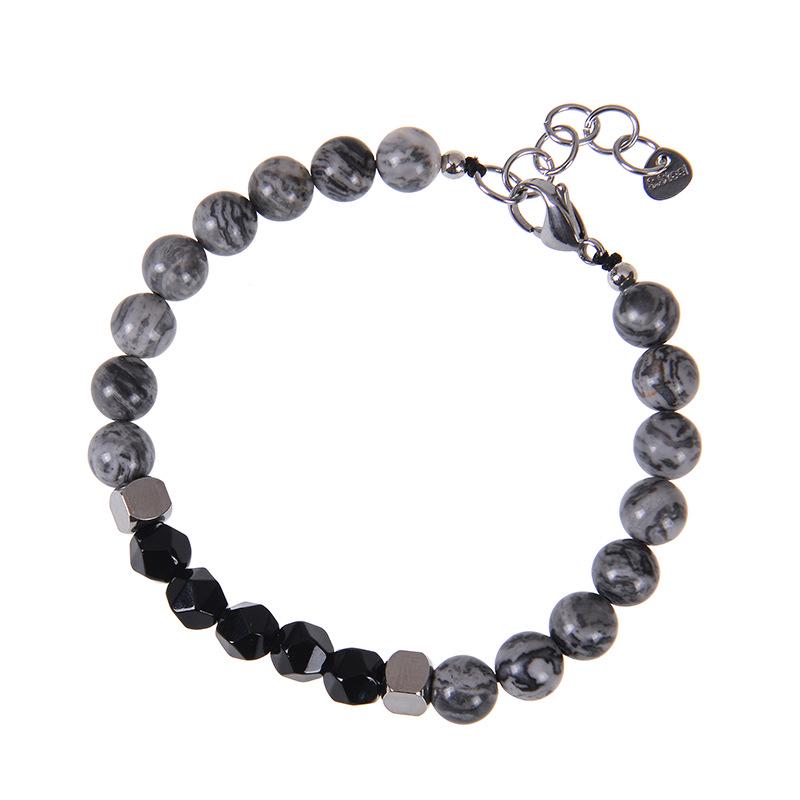 Men's Stainless Steel & Tiger Eye Beaded Adjustable Bracelet