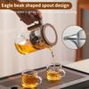 Magic Teapot, Wooden Handle Split Water Glass Teapot, 2025 Pressure Control Magic Teapot, Magic Glass Teapot with Filter,