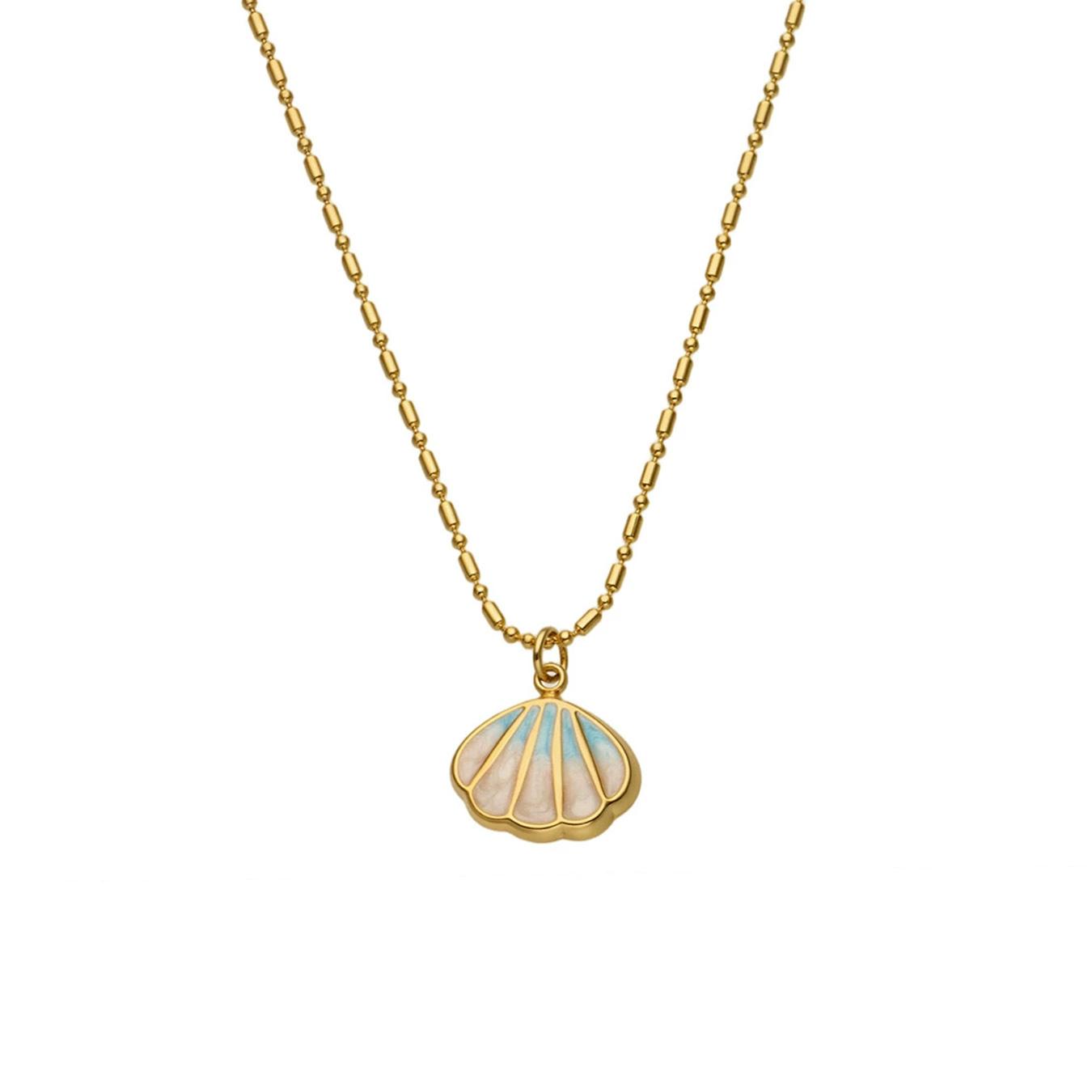 

Collar de cadena de perlas de imitación para mujer, colgante de concha chapado en oro de 18K, moda