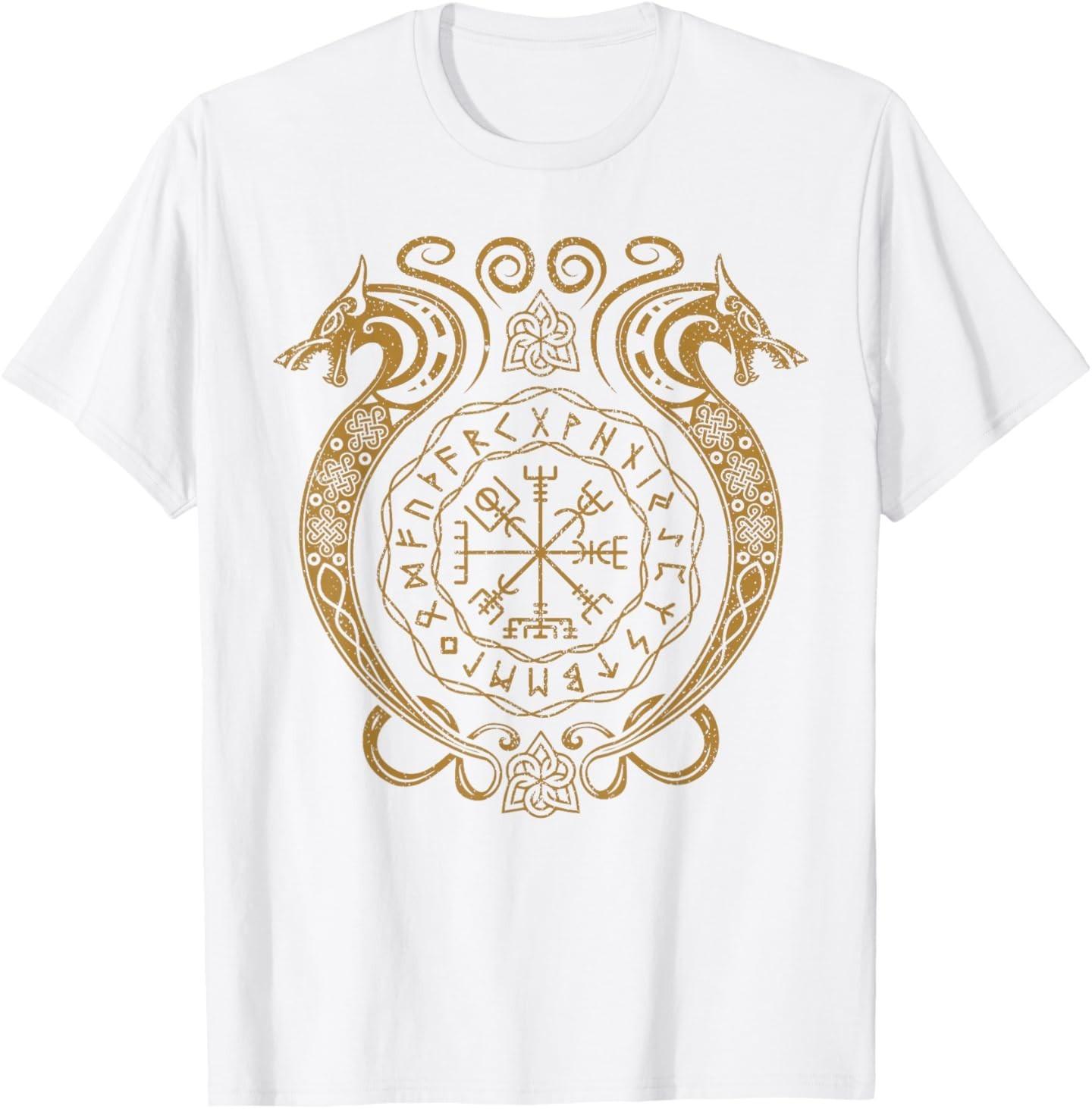 Retro Viking Runes Symbols Norse Compass Valhalla Mythology T-Shirt S разноцветный
