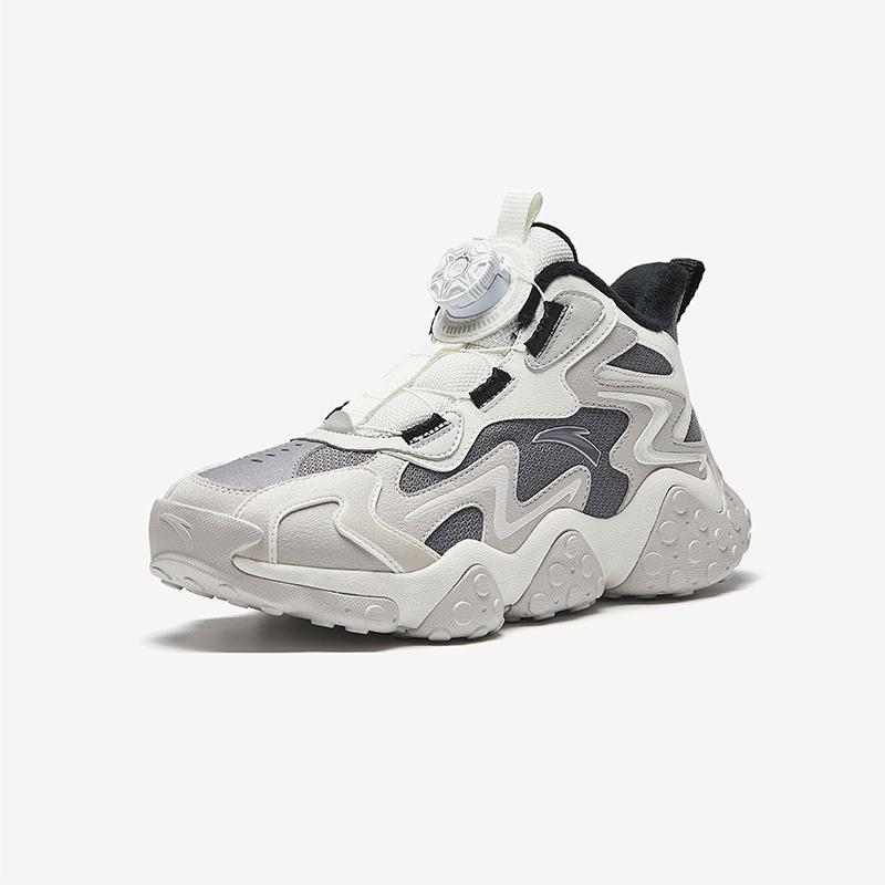 Anta Kids Panstone Trendy Fashion Thickened Non-Slip Wear-Resistant Low-Top Casual Shoes Kids casual shoes Gray White A12446922-3