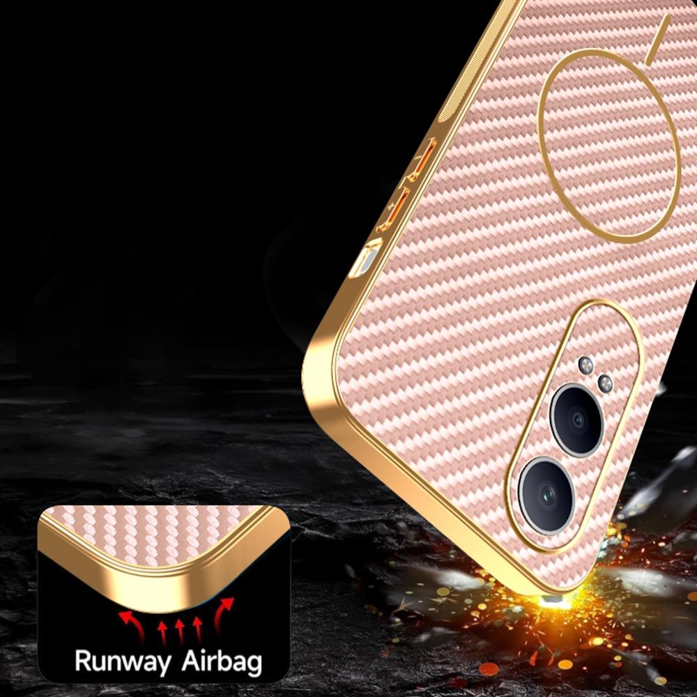 For OnePlus Nord CE4 Lite 5G/Oppo K12x 5G (China) Phone Case Carbon Fiber Textured Electroplated TPU Back Cover