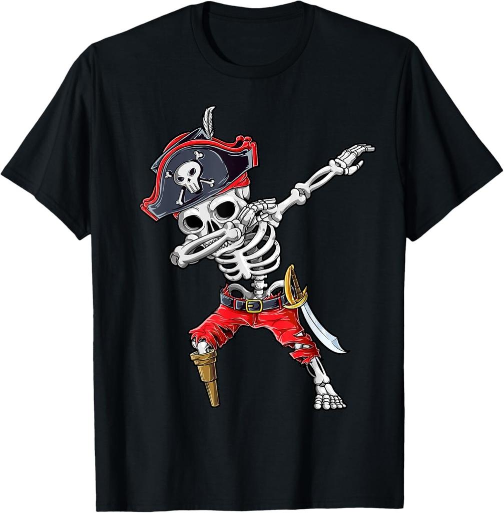 Dabbing Skeleton Pirate Halloween Kids Jolly Roger Gift Unisex T-Shirt