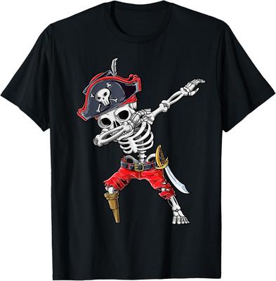 Dabbing Skeleton Pirate Halloween Kids Jolly Roger Gift Unisex T-Shirt
