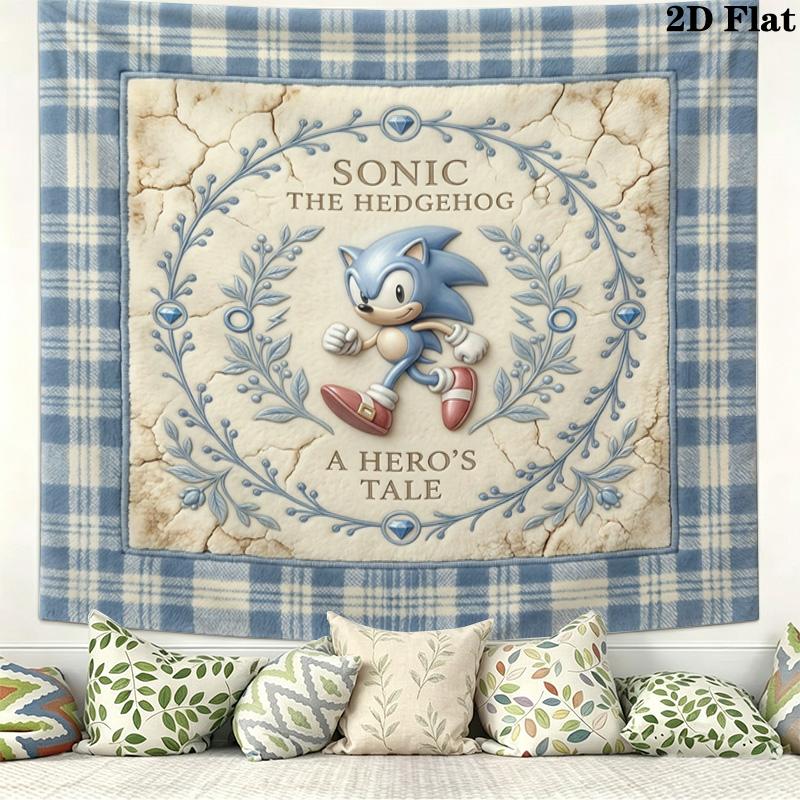 Sonic Hedgehog Wall Tapestry Aesthetic Wall Hanging Printed Fabric Blanket Decorative Tapestries For Bedroom Living Room Home Decor